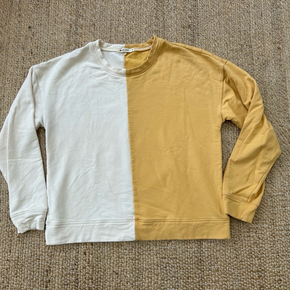 Marine Layer Cate colorblock sweatshirt yellow and off white size small - Picture 3 of 10